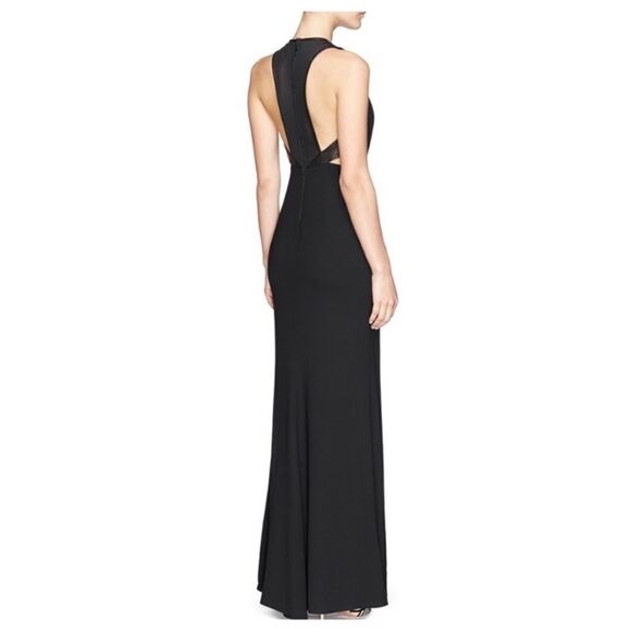 NWT Alice + Olivia Adel Leather Maxi Black Dress Waist Cutout Gown Size 2 - Picture 6 of 14
